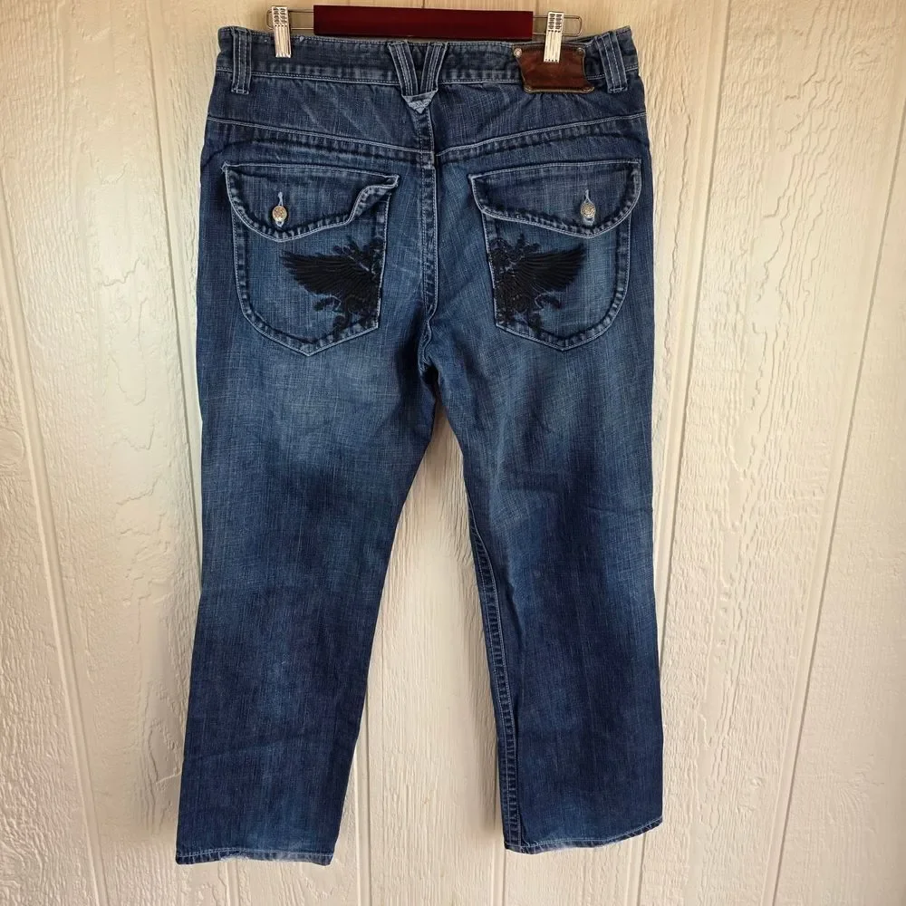 Men's Kanji Collection Blue Denim Relaxed Jeans, Size 38 X 32
